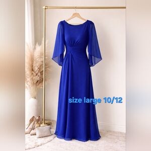 Chic Royal Blue Long Sleeve Dress
